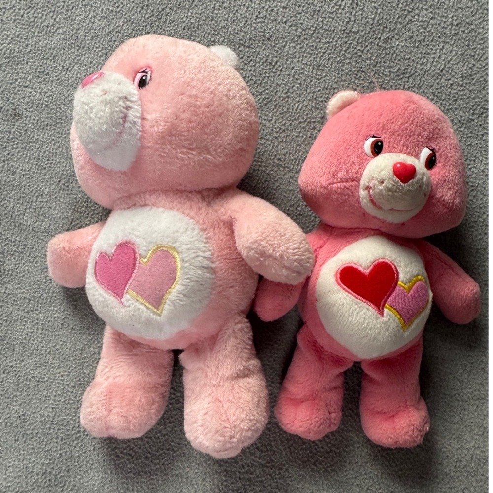 Care Bears Love-a-Lot Bear Plush Set Pink Hearts 8-9 Inch Stuffed Animals 2pc